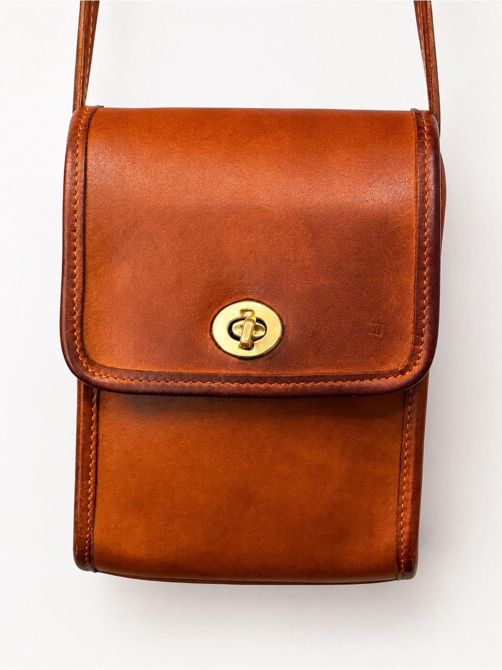 Vintage Coach Scooter Bag 9893 British Tan Leather Crossbody USA - Picture 1 of 12